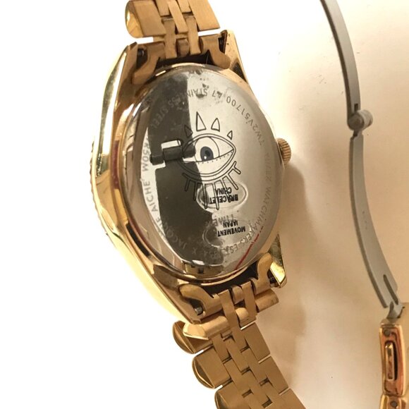 Timex x Jacquie Aiche Gold Evil Tiger's Eye Watch Womens Gold Quartz Analog MINT - Picture 9 of 11